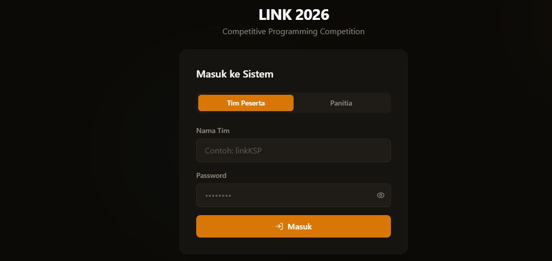 Tangkapan layar halaman login LINK 2026
